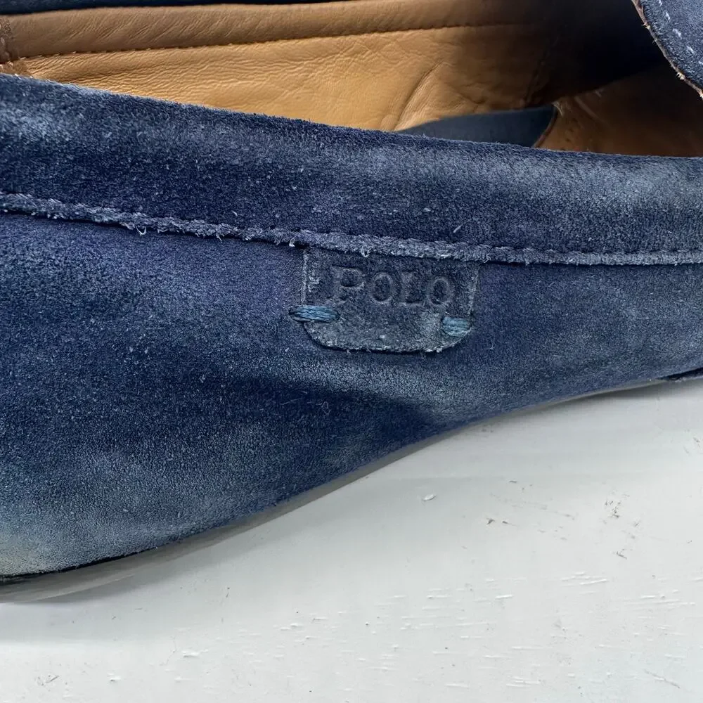 Polo Reynold Navy Blue Leather Oxford Loafers Driving Aviator Shoe Mens Size 13